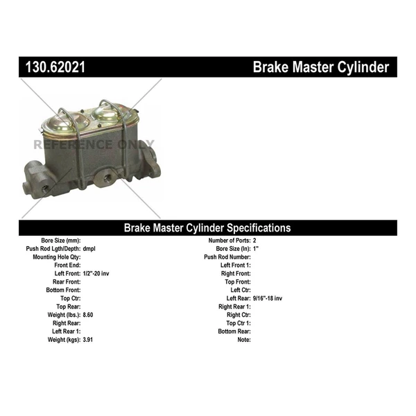 Brake Master Cylinder - Centric 130.62021