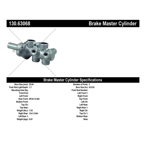 Brake Master Cylinder - Centric 130.63068