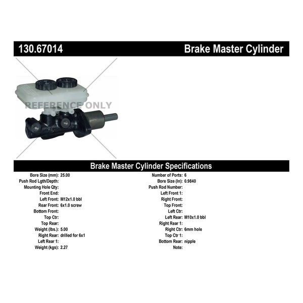 Brake Master Cylinder - Centric 130.67014