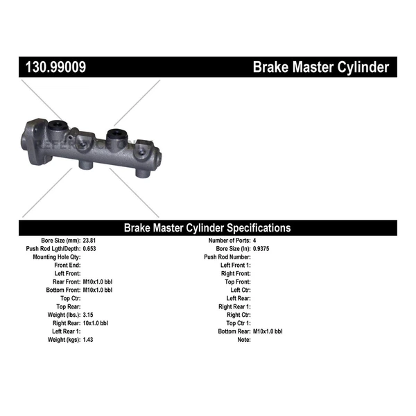 Brake Master Cylinder - Centric 130.99009