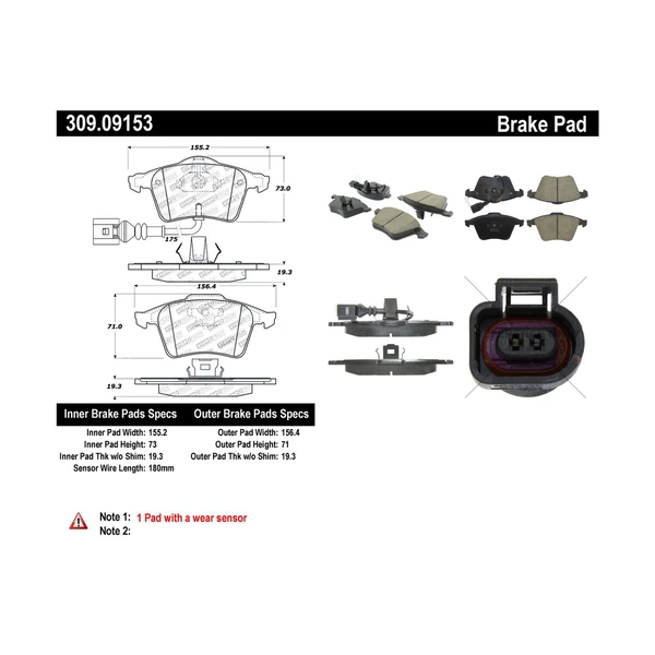 Disc Brake Pad Set - Front Side - Centric 309.09153