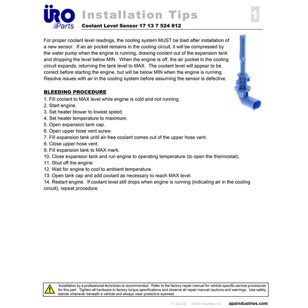 ÜRO Parts 17137524812 Engine Coolant Level Sensor