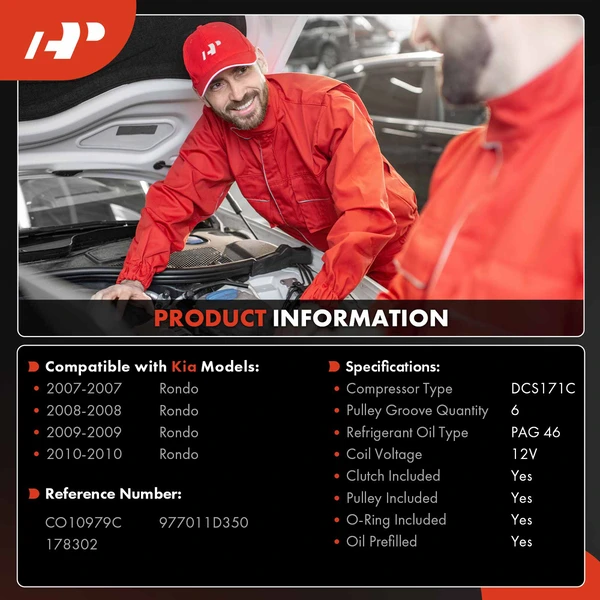 AC Compressor with Clutch with 6-Groove Pulley A-Premium APACC714