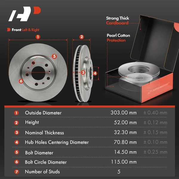 Disc Brake Rotors and Ceramic Pads Kit, 6 Pcs, Front Driver & Passenger, A-Premium, APBRPR1785