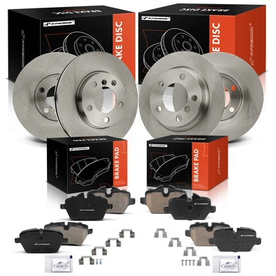 12 Pcs Front & Rear Disc Brake Rotors & Ceramic Brake Pads