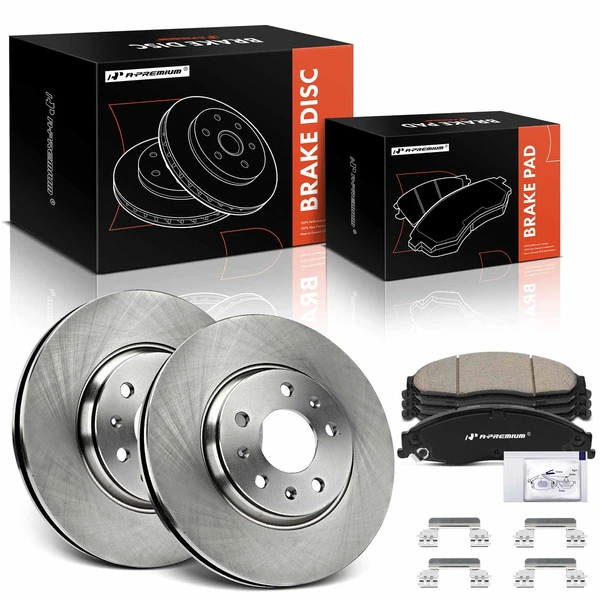 2005-2008 Cadillac STS Disc Brake Rotors and Ceramic Pads Kit, 6 Pcs, Front Driver & Passenger, A-Premium, APBRPR1785