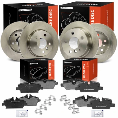 12 Pcs Front & Rear Disc Brake Rotors & Ceramic Brake Pads