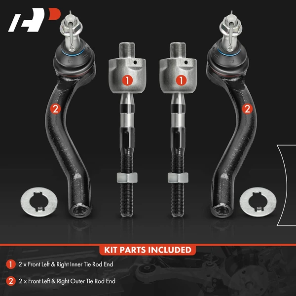 4 Pcs Front Inner & Outer Tie Rod Ends for INFINITI G37 2008-2010 370Z 2009-2020