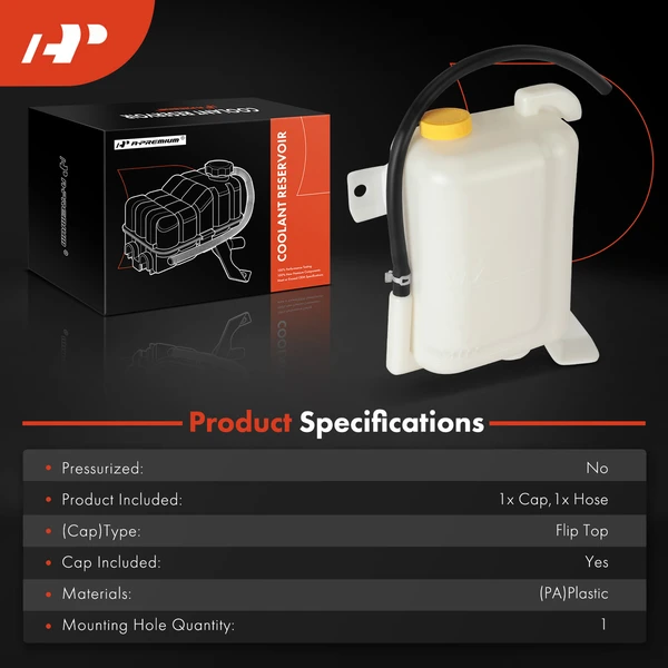 Front Engine Coolant Reservoir with Cap & Hose for Nissan Pickup 1998-2004