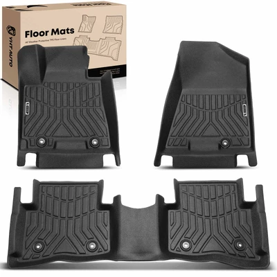 3 Pcs Front & Rear Black Floor Mats Liners