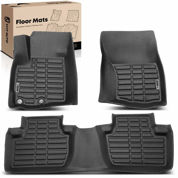 3 Pcs Front & Rear Black Floor Mats Liners for 2011-2020 Mitsubishi Outlander