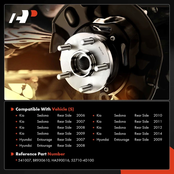 Rear Driver or Passenger Wheel Bearing Hub Assembly for Hyundai Entourage 07-09