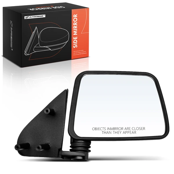 1987-1995 Nissan Pathfinder Left Driver Side Mirror, Manual 1987-1995 Nissan Pathfinder, Smooth Black A-Premium APMI909TW