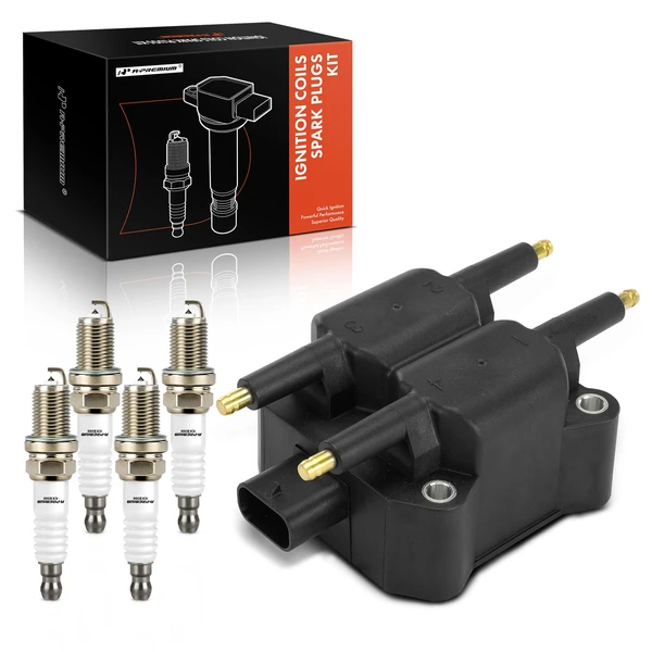 1995-1996 Dodge Neon Ignition Coil and Spark Plug Kit Set of 5 Iridium & Platinum Series, 3-Pin Terminal A-Premium APIC0947