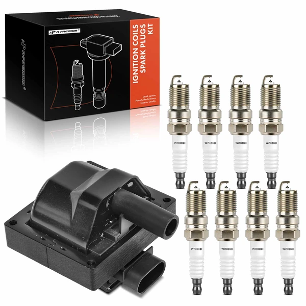 1996-2002 Chevrolet Express 3500 Ignition Coil and Spark Plug Kit Set of A Set of 9 Iridium & Platinum Series, 3-Blade Terminal A-Premium APIC0965