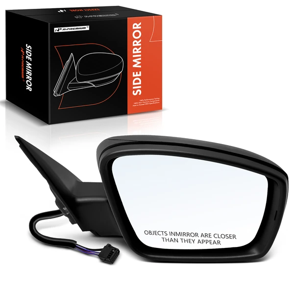 Right Passenger Side Mirror, with Heating, Power Adjustment, Manual Folding, Textured Black A-Premium APMI1250TW