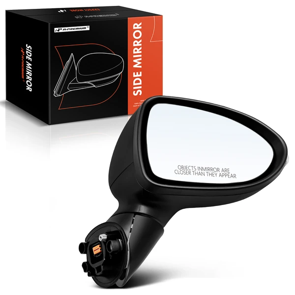 Right Passenger Side Mirror, with Heating, Power Adjustment, Power Folding, Smooth Black A-Premium APMI1291TW