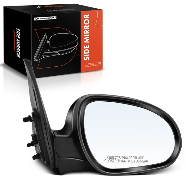 2009-2012 Hyundai Elantra Right Passenger Side Mirror, with Heating, Power Adjustment, Manual Folding, Smooth Black A-Premium APMI1535TW
