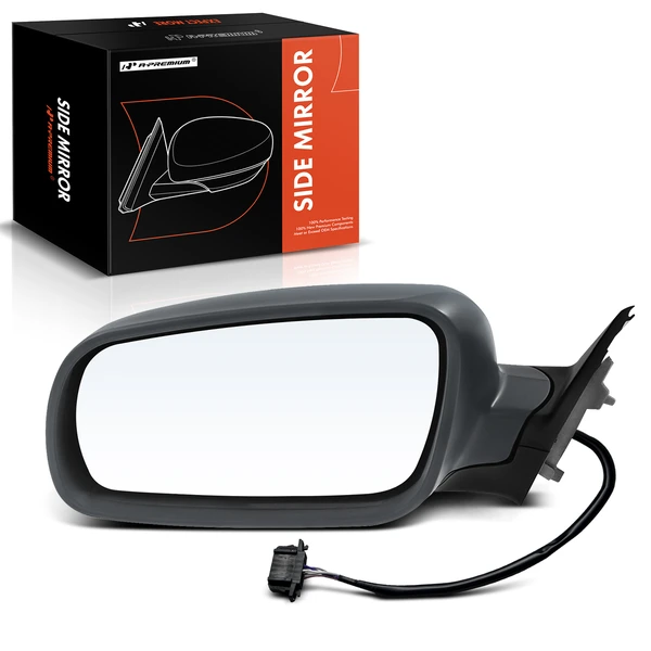Left Driver Side Mirror, with Heating, Power Adjustment, Manual Folding, Primed Gray A-Premium APMI1660TW