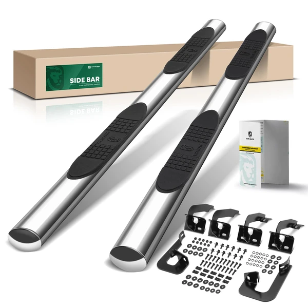 4 Inch Chrome S/S 304 Oval Side Step Bars for 2009-2014 Ford F-150