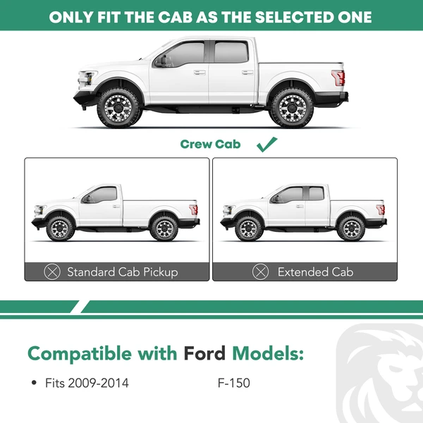 4 Inch Chrome S/S 304 Oval Side Step Bars for 2009-2014 Ford F-150