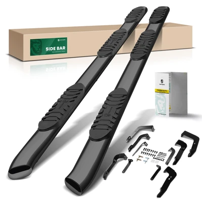5 Inch Black Steel Oval Side Step Bars