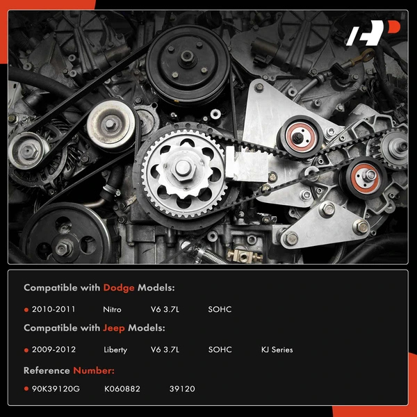 2 Pcs Serpentine Belt Drive Component Kit for Jeep Liberty 09-12 Dodge Nitro 3.7L