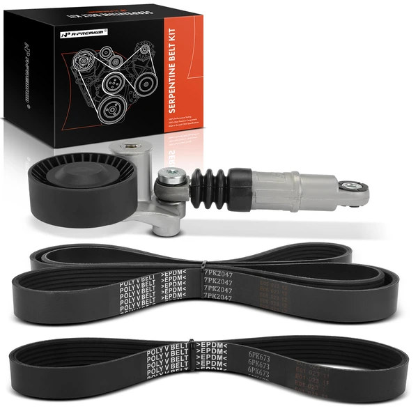 3 Pcs Serpentine Belt Drive Component Kit for 2007-2009 Freightliner Sprinter 2500