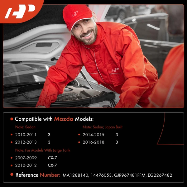 Windshield Washer Reservoir with Cap & Pump for Mazda 3 10-18 Sedan CX-7 07-12