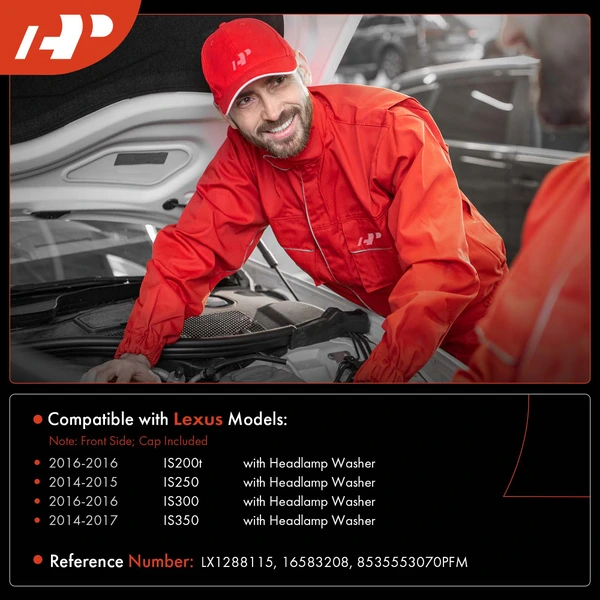 Windshield Washer Reservoir with Cap & Pump for Lexus IS350 14-17 IS200t IS300 16