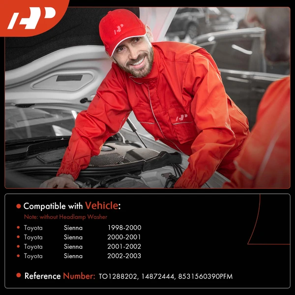 Windshield Washer Reservoir with Cap & Pump & Sensor for Toyota Sienna 1998-2003